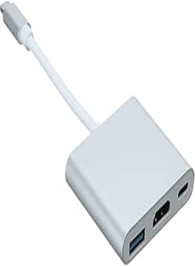 Keendex Kx2281 3 in 1 Type-C Male to 3 Female Ports Adapter, 10 cm - Silver